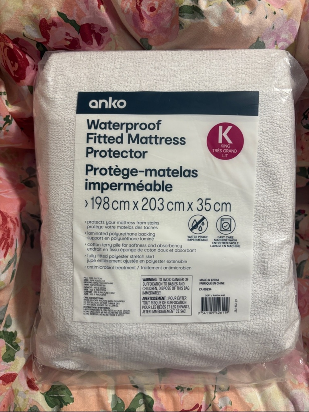 BNWT Anko White Waterproof Fitted Mattress Protector - King